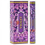 Violet Incense Sticks, HEM Hex Pack - 6 Boxes x 20 Sticks